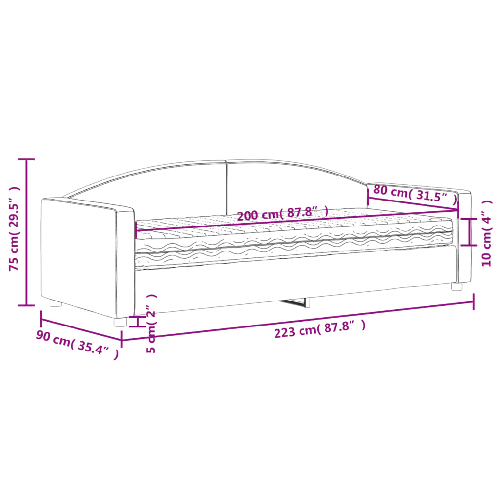 Slaapbank Stof 80 x 200 cm Taupe met matras