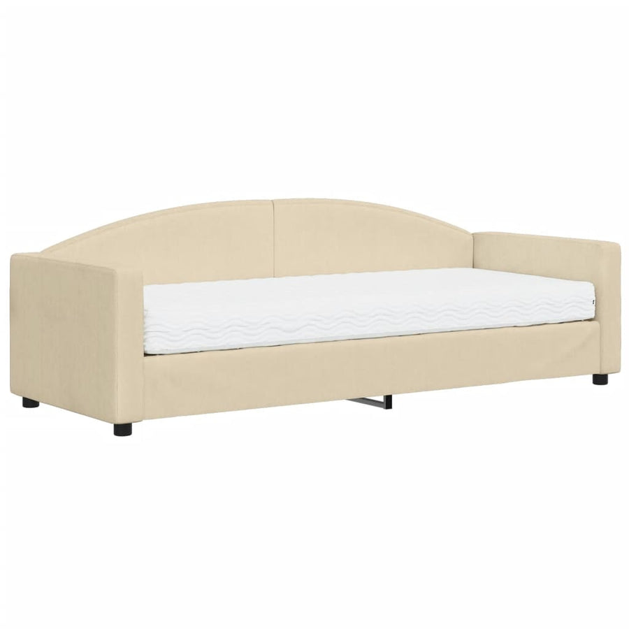 Slaapbank Stof Kleurig 80 x 200 cm Crème met matras