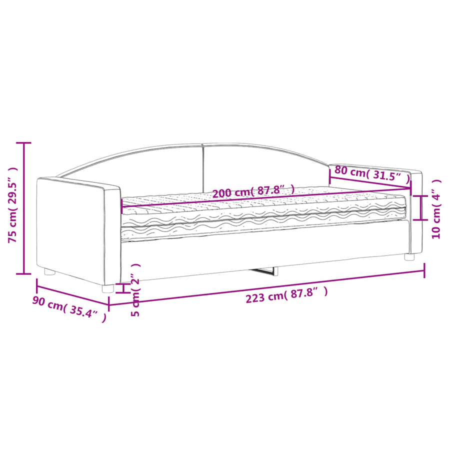 Slaapbank Stof Kleurig 80 x 200 cm Crème met matras