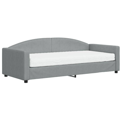 Slaapbank Stof 90 x 200 cm Lichtgrijs met matras