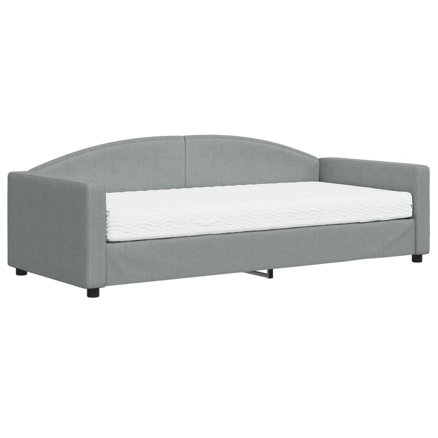 Slaapbank Stof 90 x 200 cm Lichtgrijs met matras