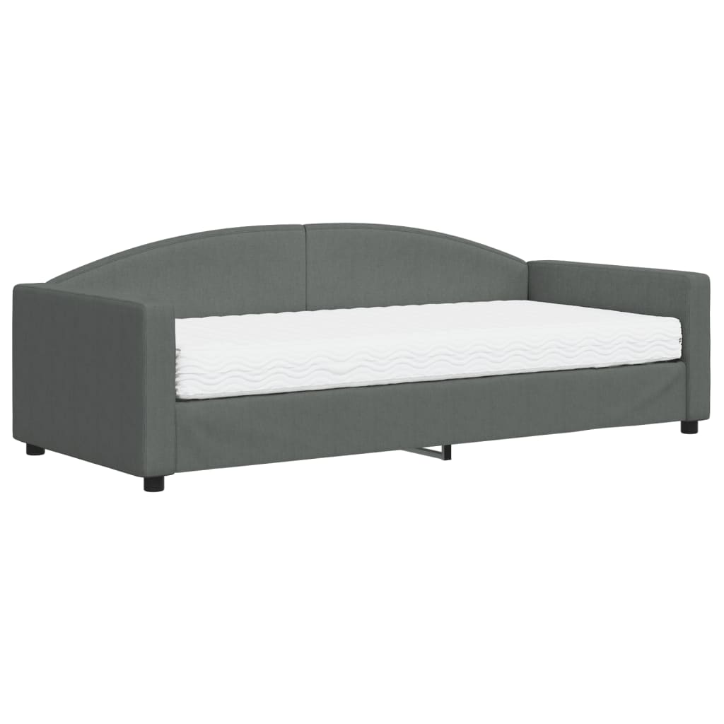 Slaapbank Stof 90 x 200 cm Donkergrijs met matras