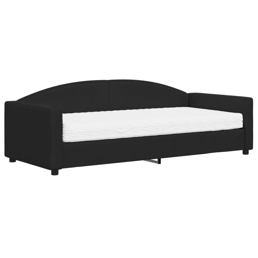 Slaapbank Stof 90 x 200 cm Zwart met matras