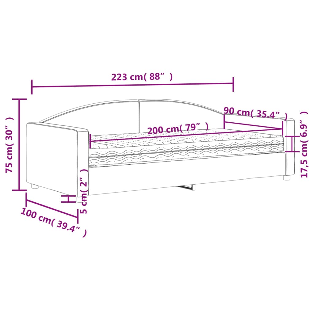 Slaapbank Stof 90 x 200 cm Taupe met matras