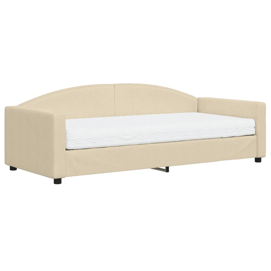 Slaapbank Stof Kleurig 90 x 200 cm Crème met matras