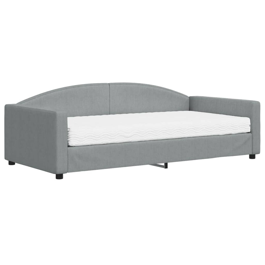 Slaapbank met matras 100x200 cm stof lichtgrijs 100 x 200 cm Lichtgrijs met matras