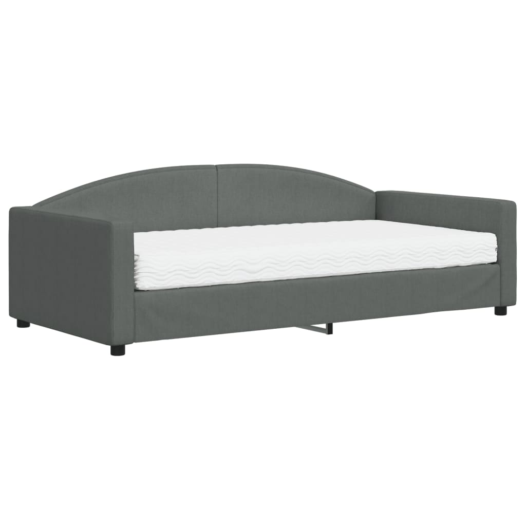 Slaapbank Stof 100 x 200 cm Donkergrijs met matras
