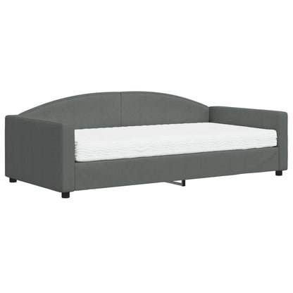 Slaapbank Stof 100 x 200 cm Donkergrijs met matras