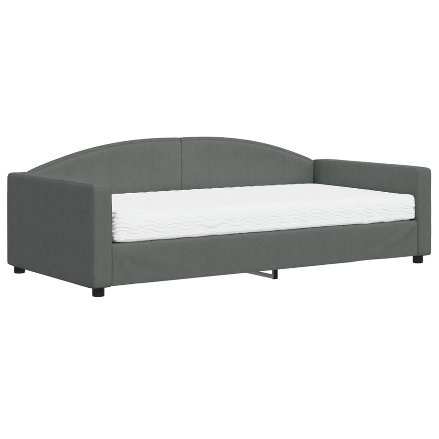 Slaapbank Stof 100 x 200 cm Donkergrijs met matras