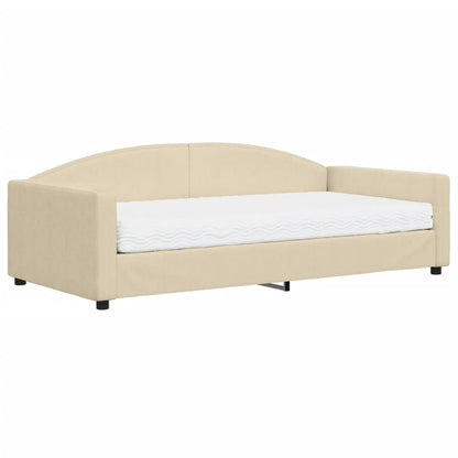 Slaapbank Stof Kleurig 100 x 200 cm Crème met matras