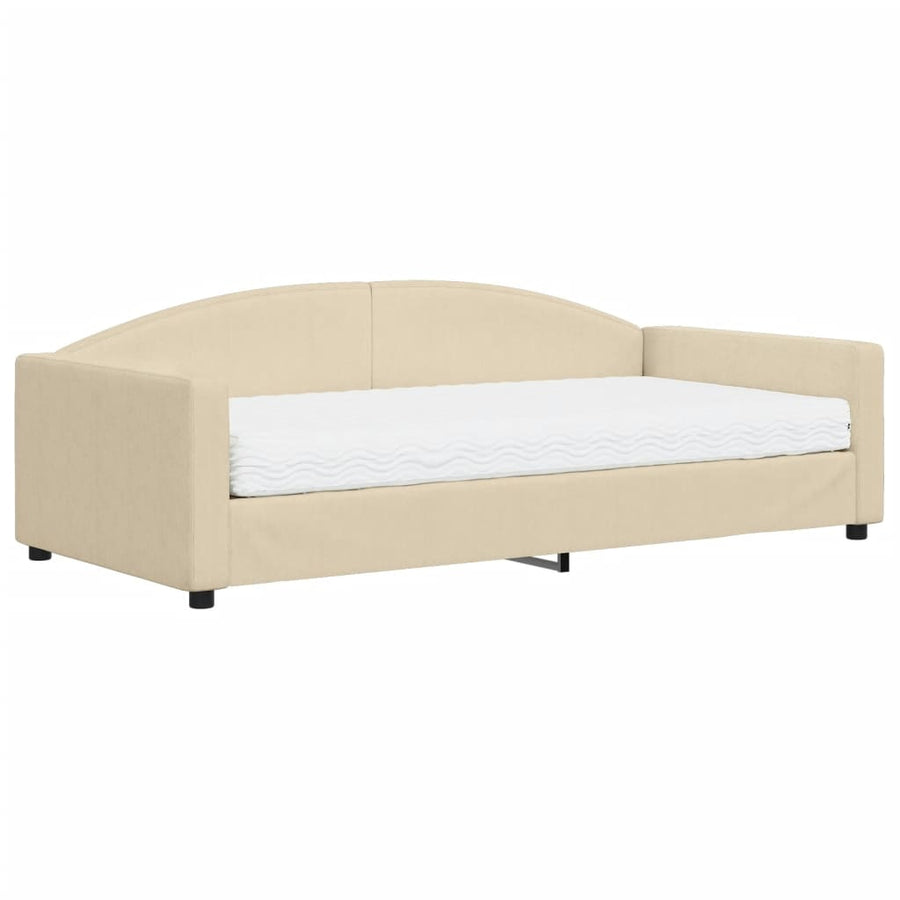 Slaapbank Stof Kleurig 100 x 200 cm Crème met matras