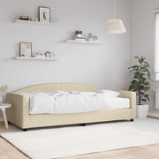 Slaapbank 100x200 cm stof crèmekleurig
