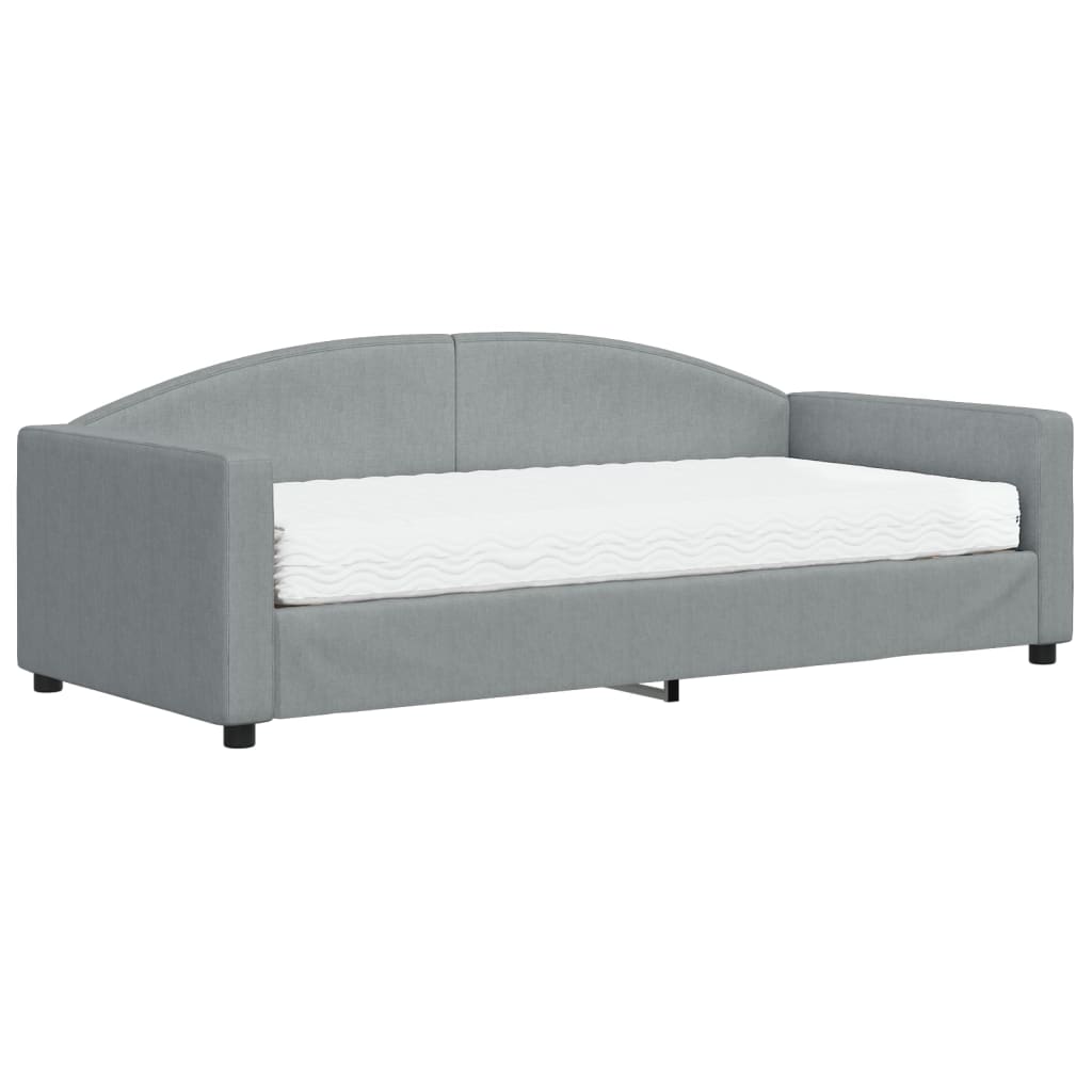 Slaapbank Stof 90 x 190 cm Lichtgrijs met matras