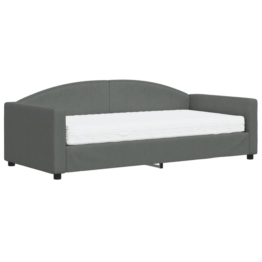 Slaapbank Stof 90 x 190 cm Donkergrijs met matras