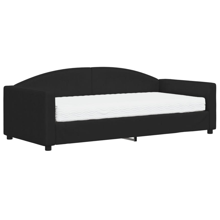 Slaapbank Stof 90 x 190 cm Zwart met matras