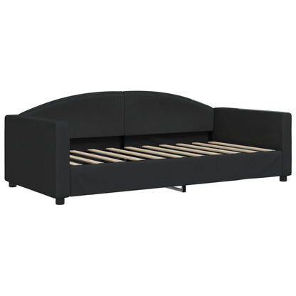 Slaapbank Stof 90 x 190 cm Zwart met matras