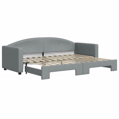 Slaapbank Stof 80 x 200 cm Lichtgrijs met onderschuifbed