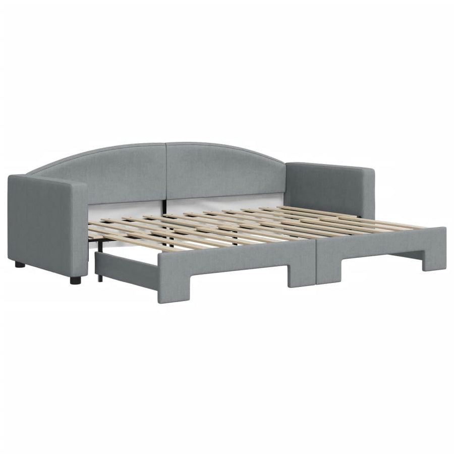 Slaapbank Stof 80 x 200 cm Lichtgrijs met onderschuifbed