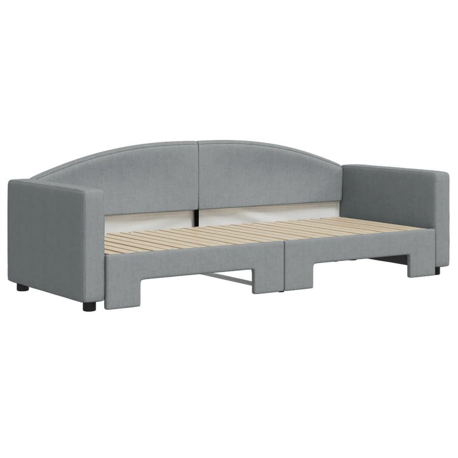 Slaapbank Stof 80 x 200 cm Lichtgrijs met onderschuifbed