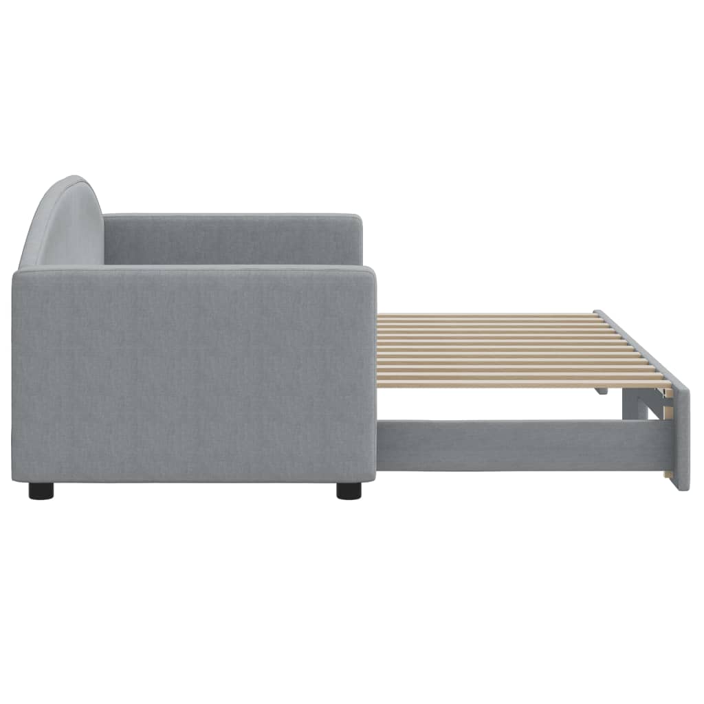 Slaapbank Stof 80 x 200 cm Lichtgrijs met onderschuifbed