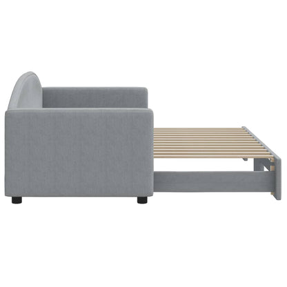 Slaapbank Stof 80 x 200 cm Lichtgrijs met onderschuifbed