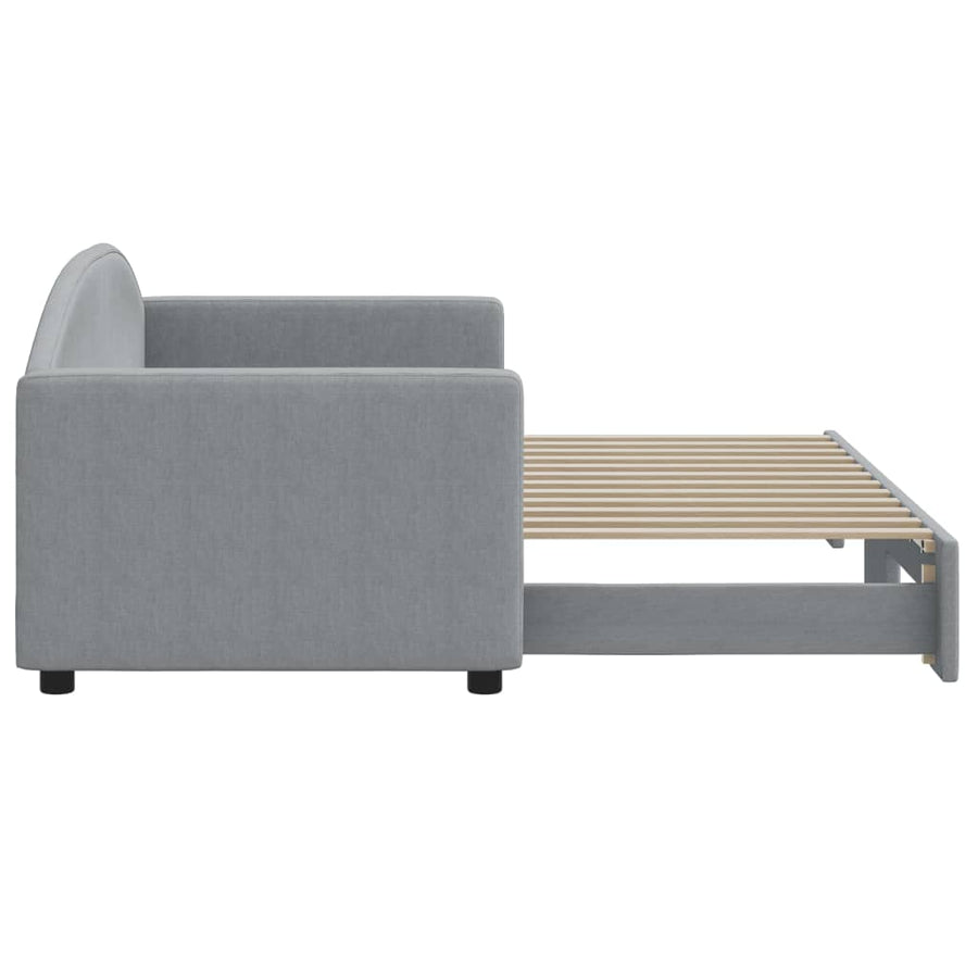 Slaapbank Stof 80 x 200 cm Lichtgrijs met onderschuifbed