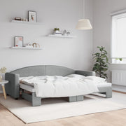 Slaapbank onderschuifbed 80x200 cm stof lichtgrijs