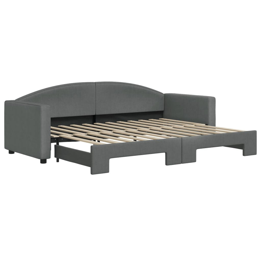 Slaapbank Stof 80 x 200 cm Donkergrijs met onderschuifbed