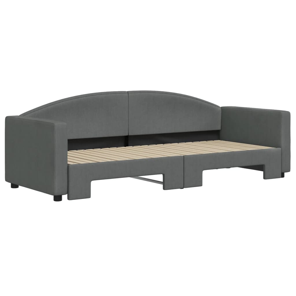 Slaapbank Stof 80 x 200 cm Donkergrijs met onderschuifbed