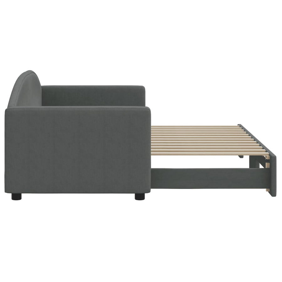 Slaapbank Stof 80 x 200 cm Donkergrijs met onderschuifbed