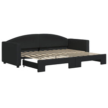 Slaapbank Stof 80 x 200 cm Zwart met onderschuifbed