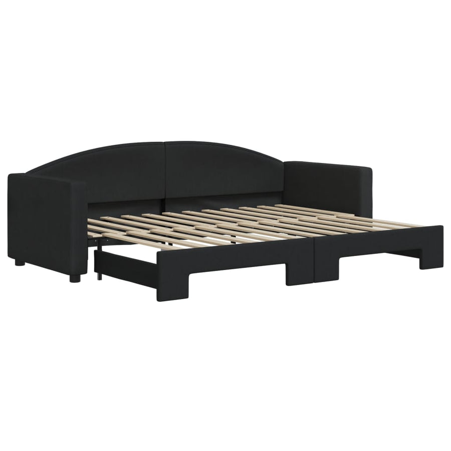 Slaapbank Stof 80 x 200 cm Zwart met onderschuifbed