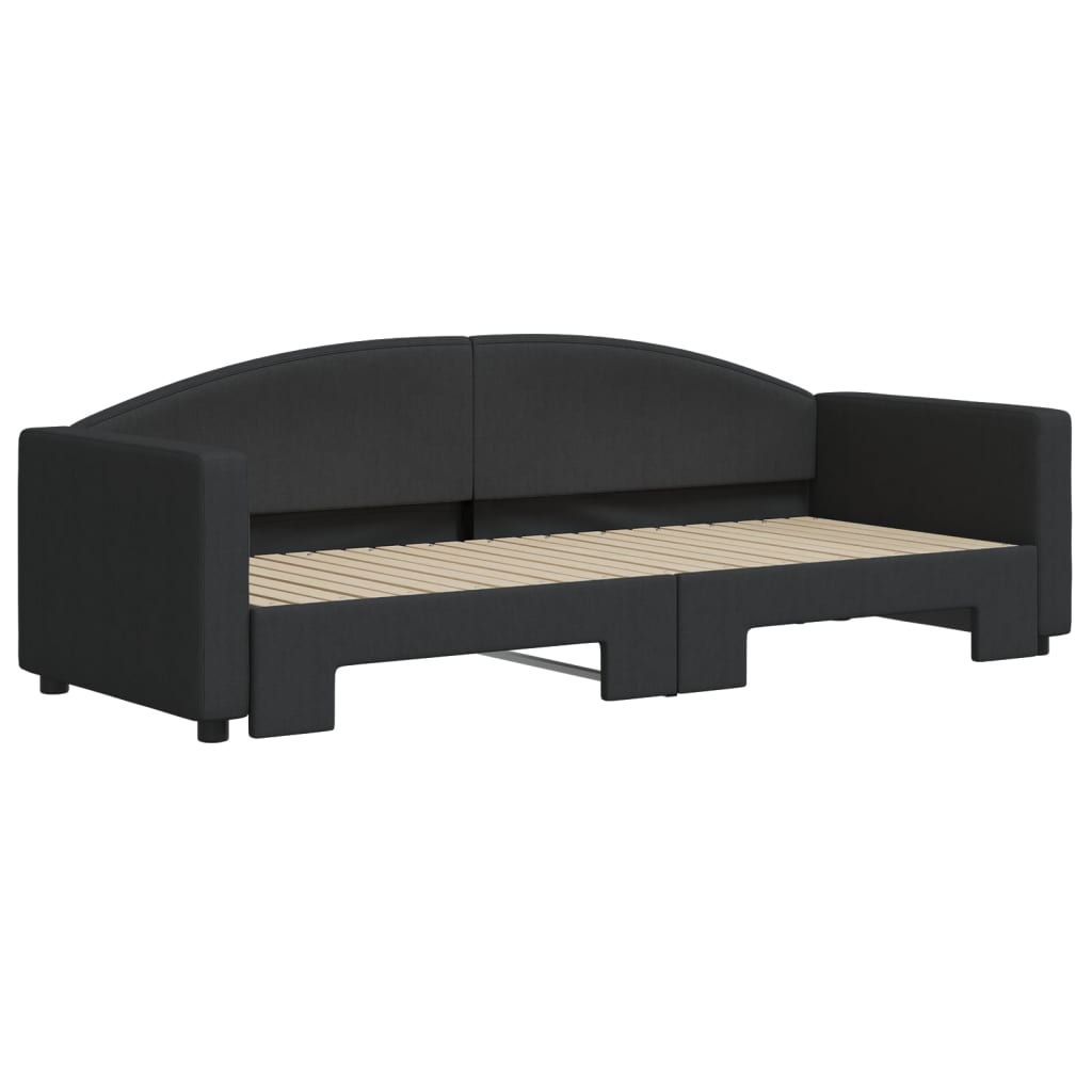 Slaapbank Stof 80 x 200 cm Zwart met onderschuifbed