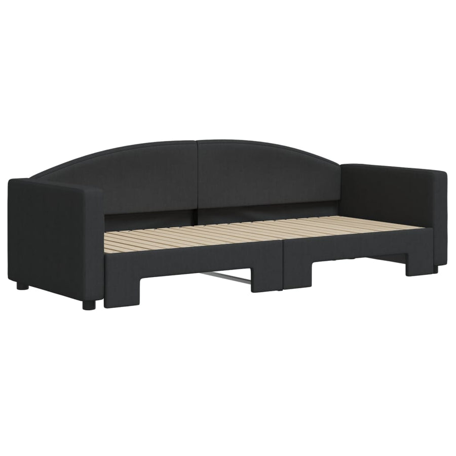 Slaapbank Stof 80 x 200 cm Zwart met onderschuifbed