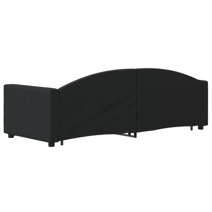Slaapbank Stof 80 x 200 cm Zwart met onderschuifbed