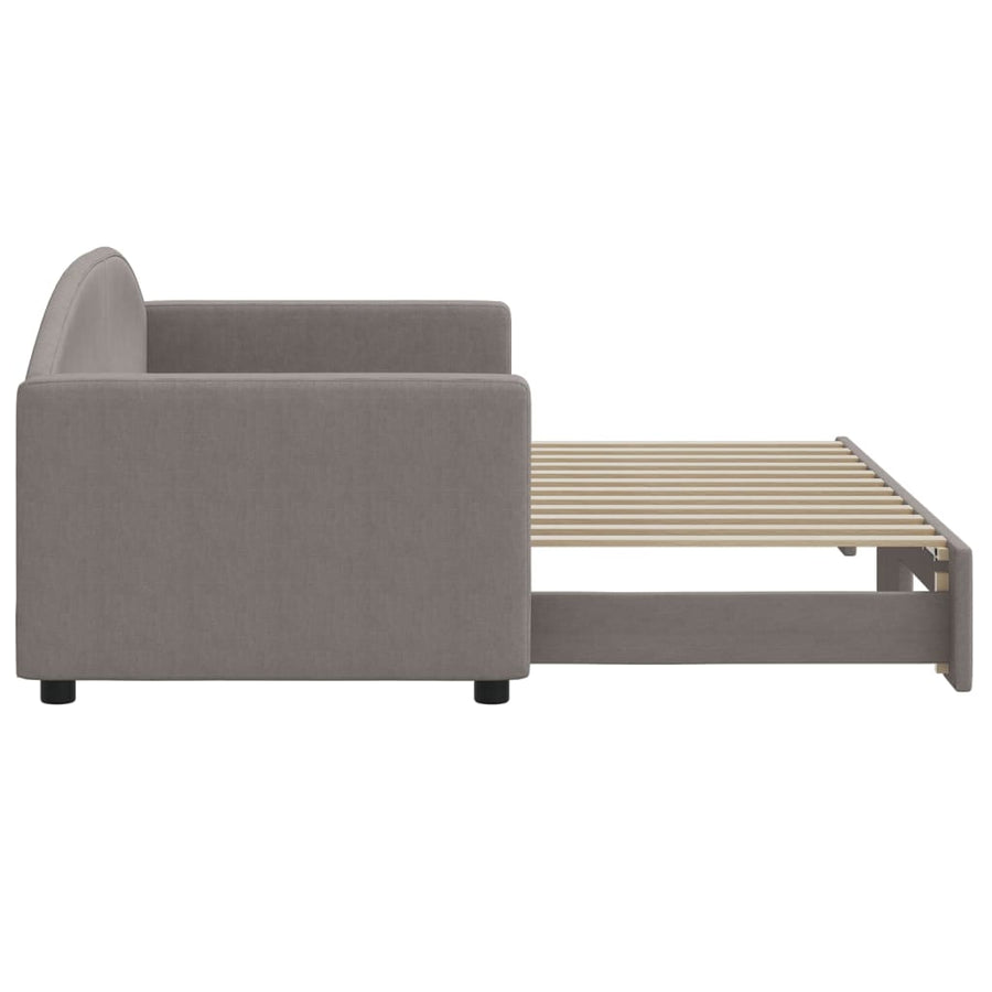 Slaapbank Stof 80 x 200 cm Taupe met onderschuifbed