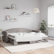 Slaapbank met onderschuifbed 80x200 cm taupe stof