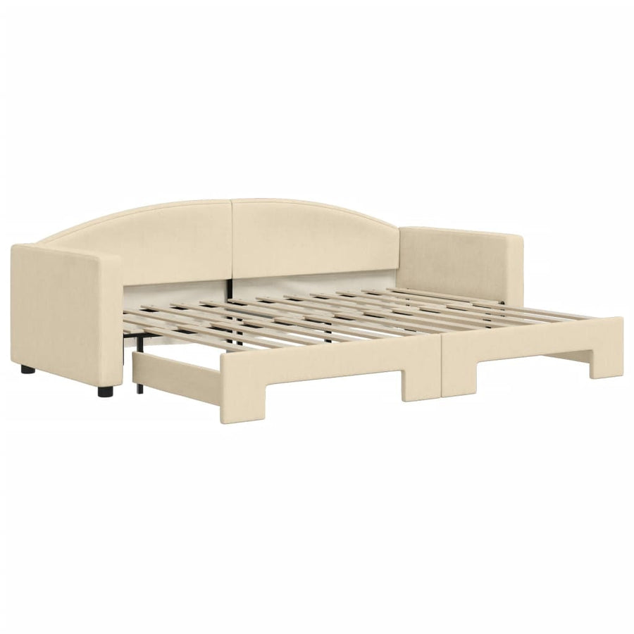 Slaapbank Stof Kleurig 80 x 200 cm Crème met onderschuifbed