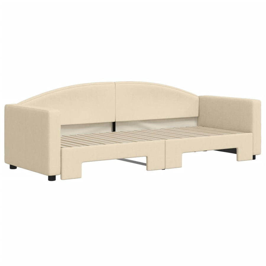 Slaapbank Stof Kleurig 80 x 200 cm Crème met onderschuifbed