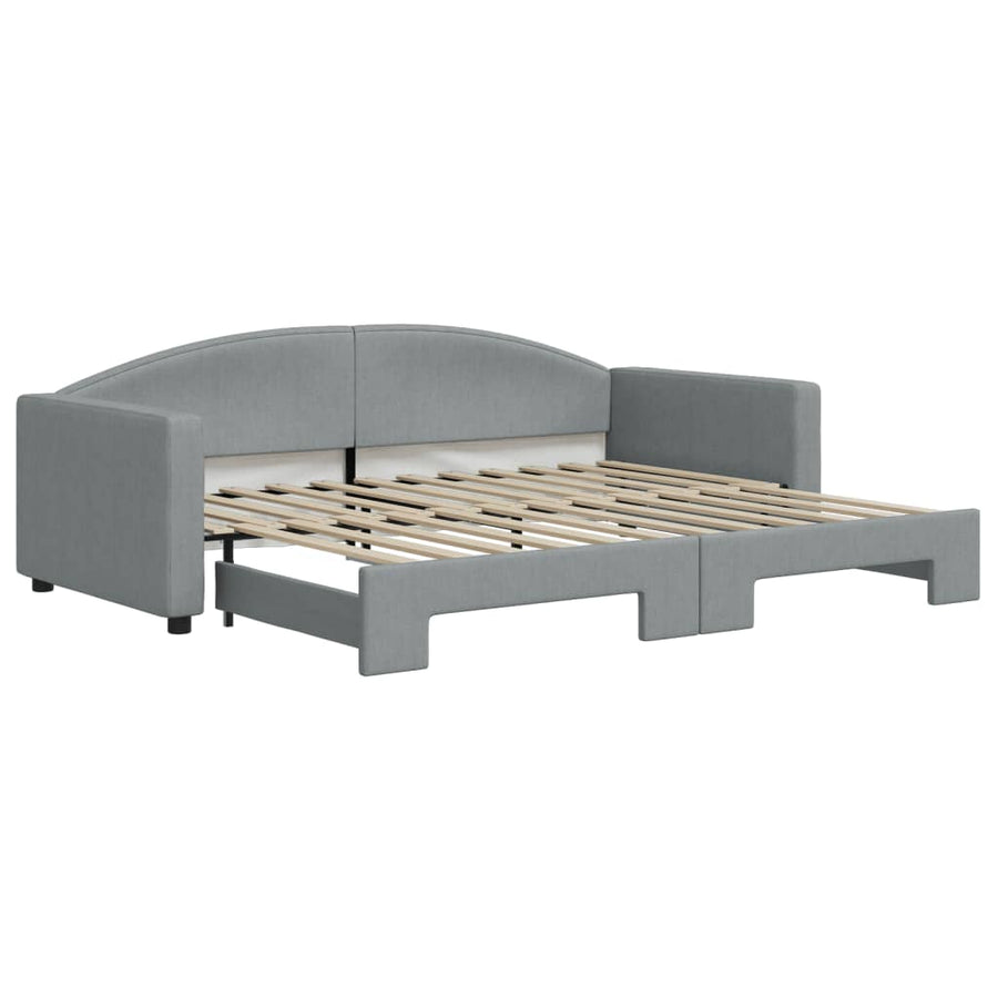 Slaapbank Stof 90 x 200 cm Lichtgrijs met onderschuifbed