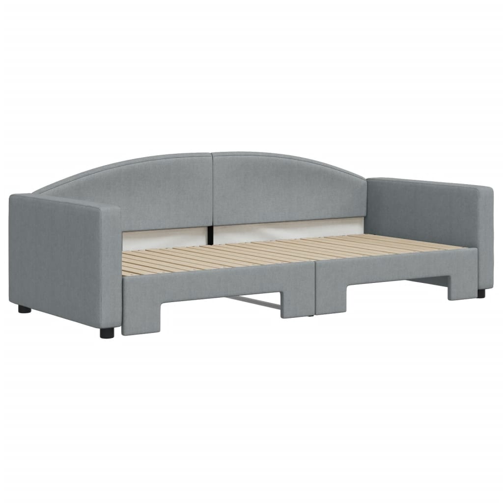 Slaapbank Stof 90 x 200 cm Lichtgrijs met onderschuifbed