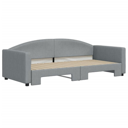 Slaapbank Stof 90 x 200 cm Lichtgrijs met onderschuifbed