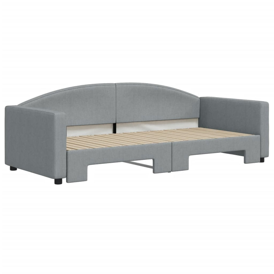 Slaapbank Stof 90 x 200 cm Lichtgrijs met onderschuifbed