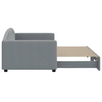 Slaapbank Stof 90 x 200 cm Lichtgrijs met onderschuifbed