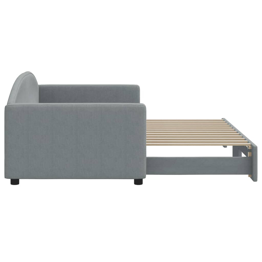 Slaapbank Stof 90 x 200 cm Lichtgrijs met onderschuifbed