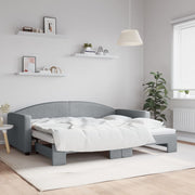 Slaapbank met onderschuifbed 90x200 cm lichtgrijs