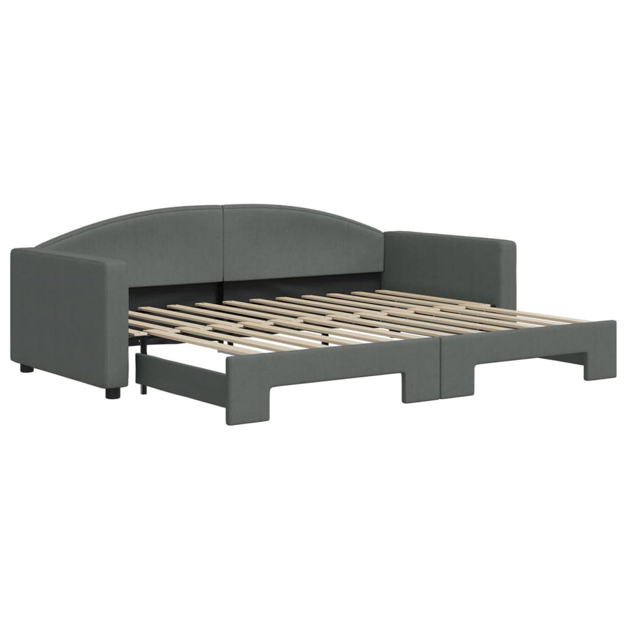 Slaapbank Stof 90 x 200 cm Donkergrijs met onderschuifbed