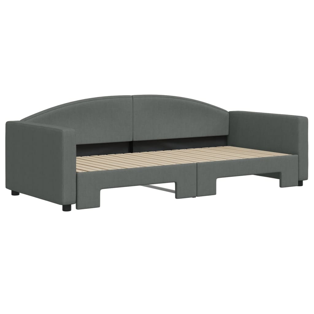 Slaapbank Stof 90 x 200 cm Donkergrijs met onderschuifbed
