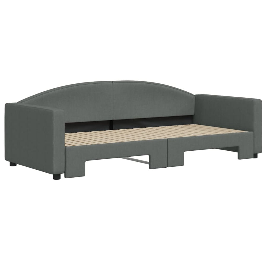 Slaapbank Stof 90 x 200 cm Donkergrijs met onderschuifbed
