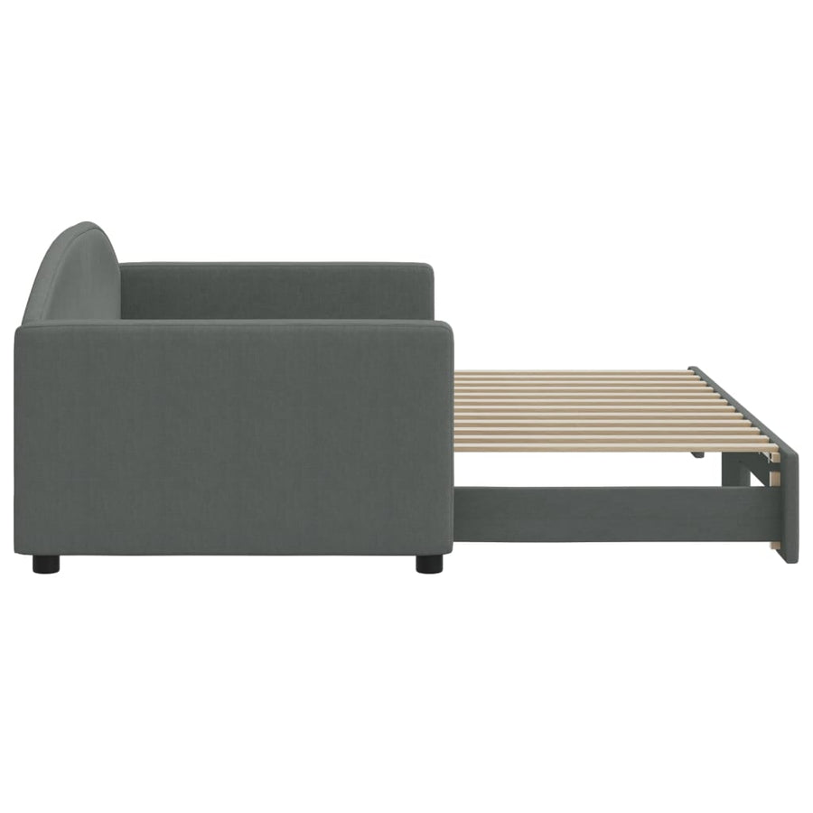 Slaapbank Stof 90 x 200 cm Donkergrijs met onderschuifbed